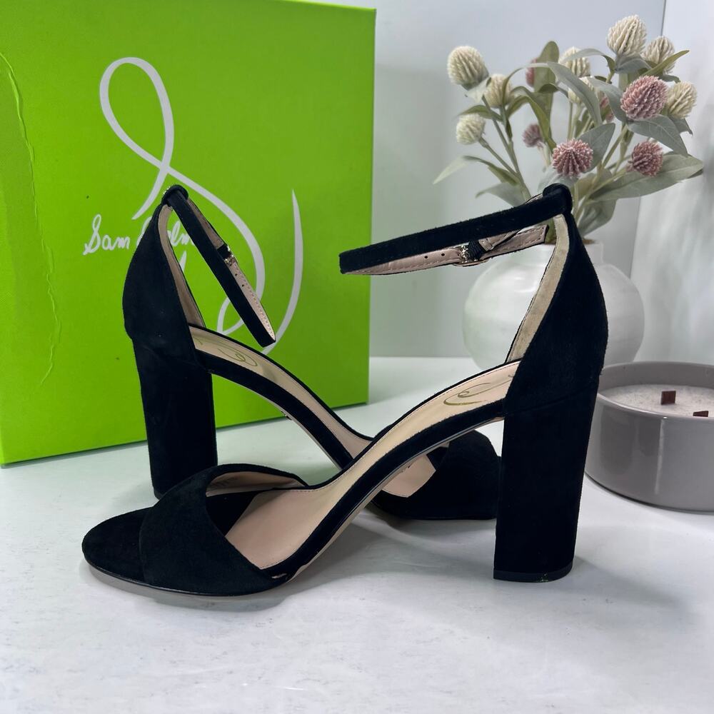 Sam Edelman Robyn Leather Ankle Strap Heel Black I3433L3002 Women 10.5M Tried On - Picture 7 of 11